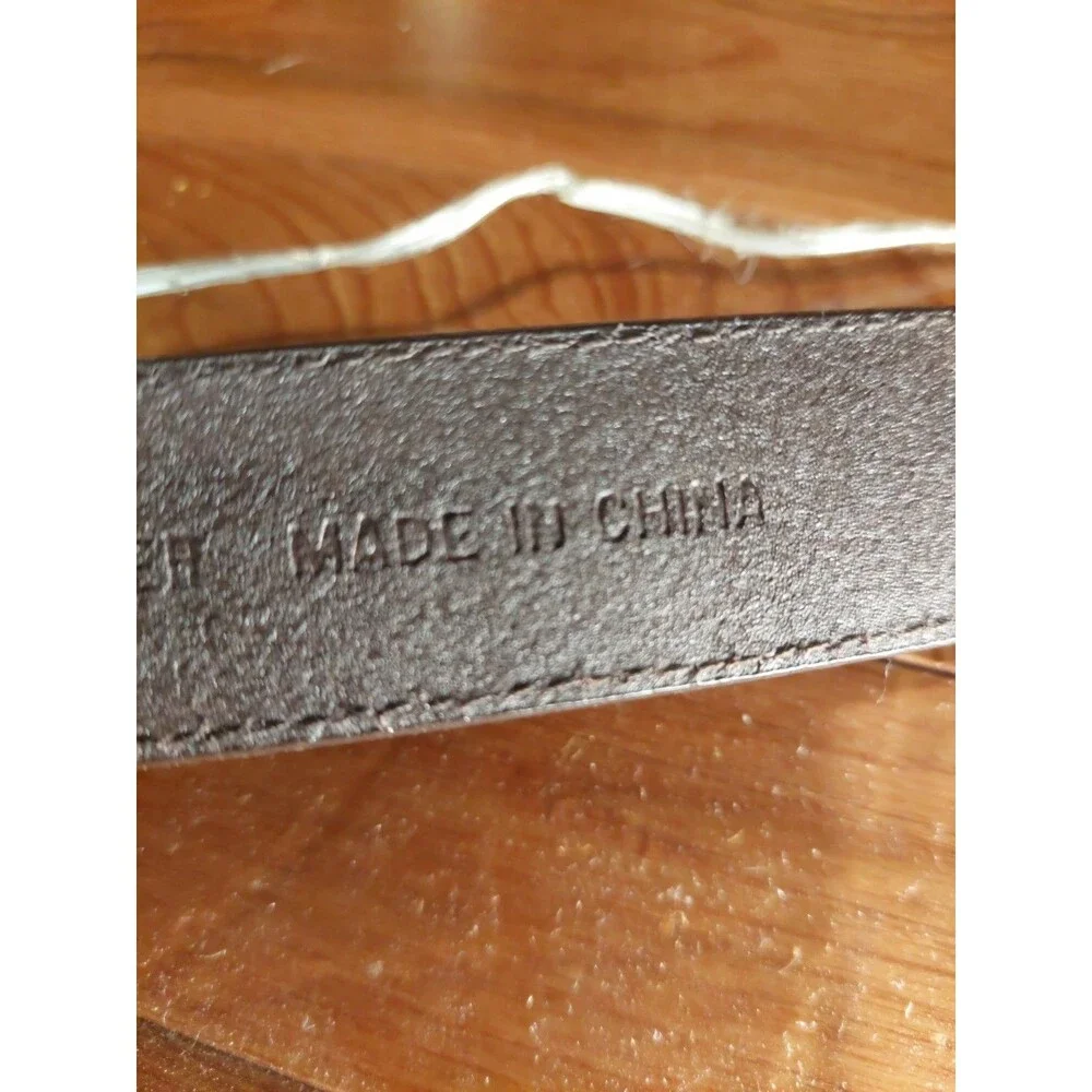 VTG Guess Belt Women's Large Dark Brown Leather Logo G Silver Tone Buckle Sz M